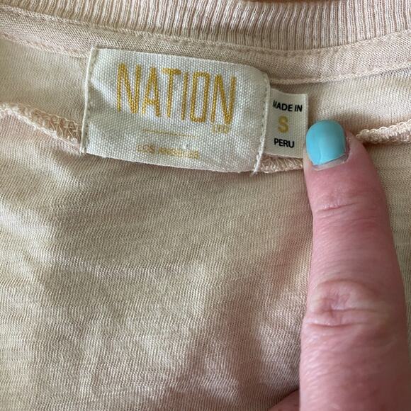 NATION LTD KELSEY RUFFLED ROMANCE TEE Antique Long Sleeve V Neck Small - Picture 13 of 16